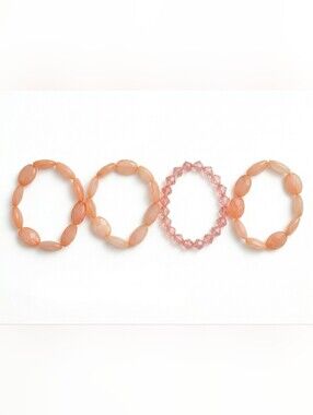 Elegant Peach Beaded Bracelet Set